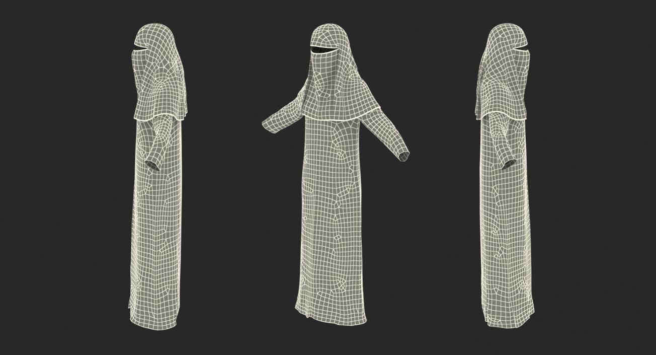 3D model Arabian Woman in Black Abaya Rigged