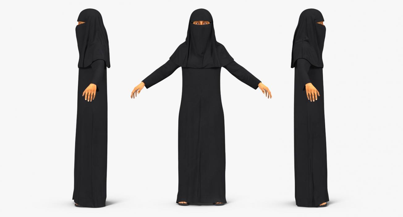 3D model Arabian Woman in Black Abaya Rigged