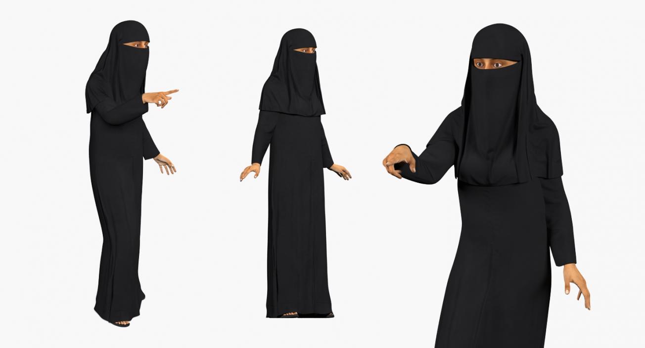 3D model Arabian Woman in Black Abaya Rigged