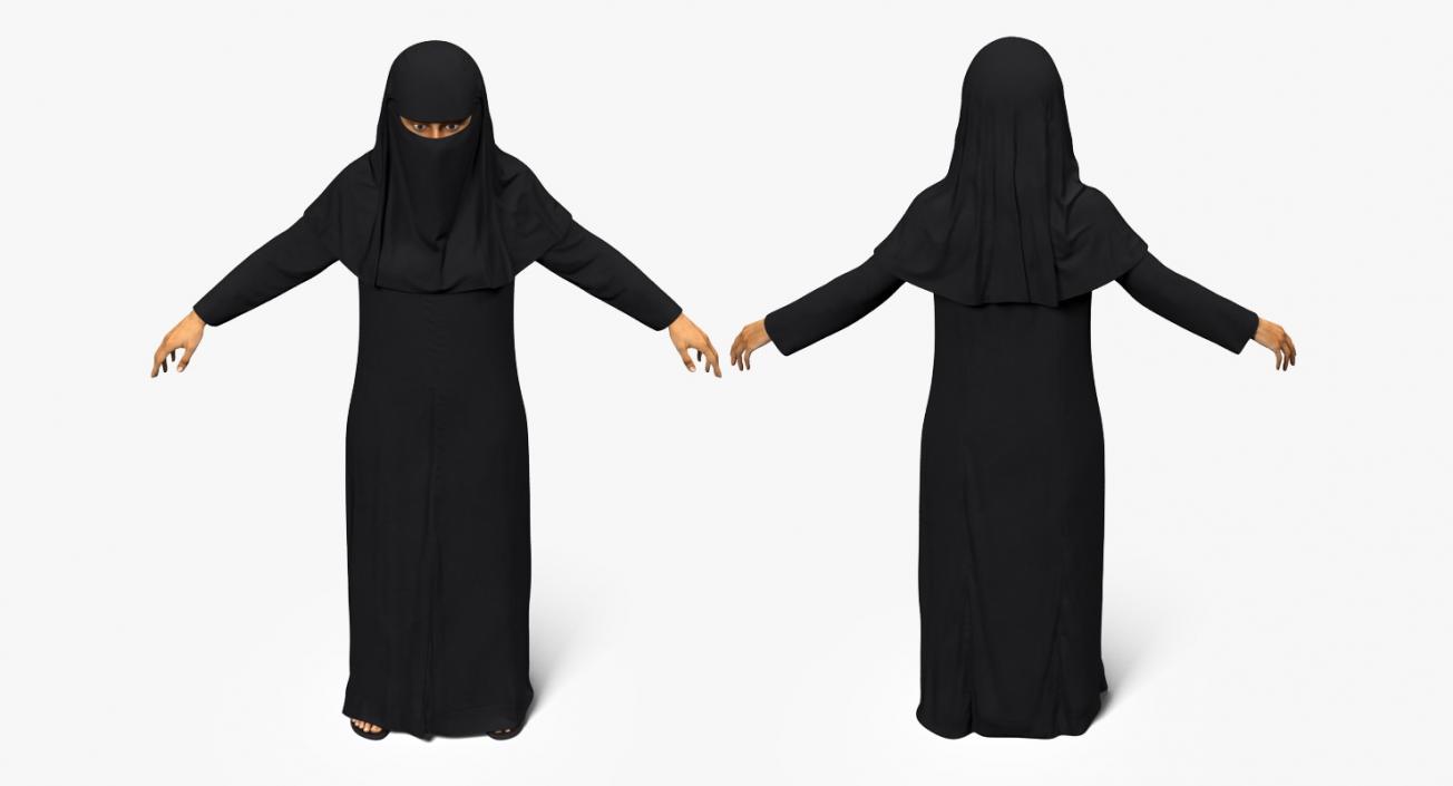 3D model Arabian Woman in Black Abaya Rigged