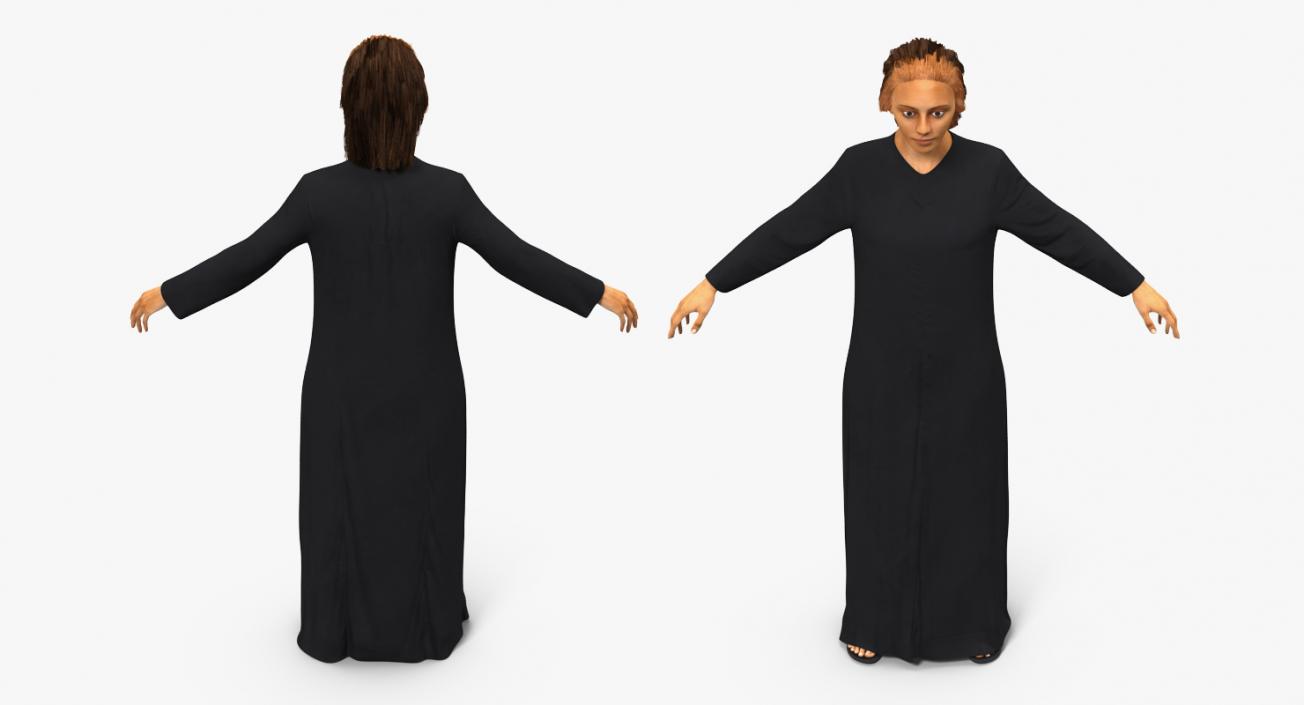 3D model Arabian Woman in Black Abaya Rigged