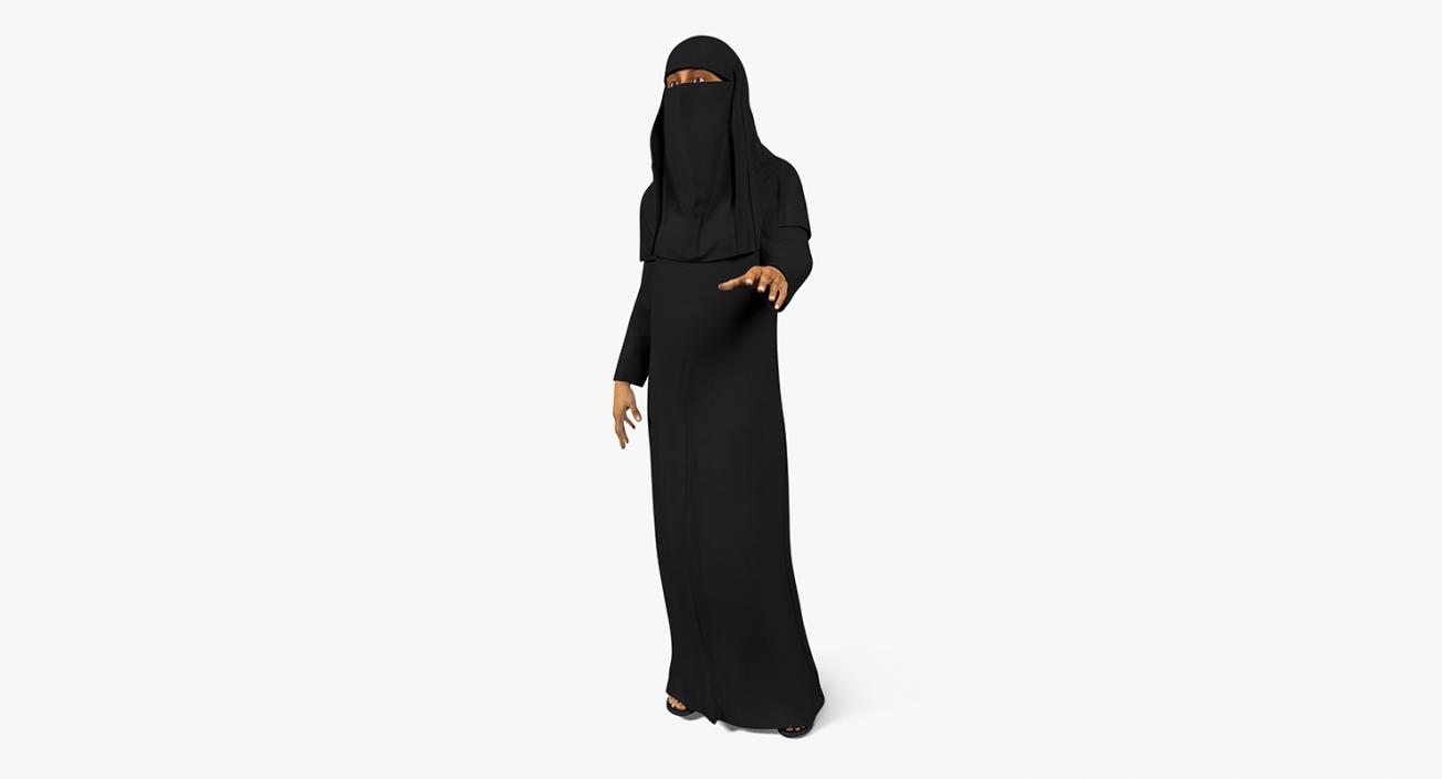 3D model Arabian Woman in Black Abaya Rigged