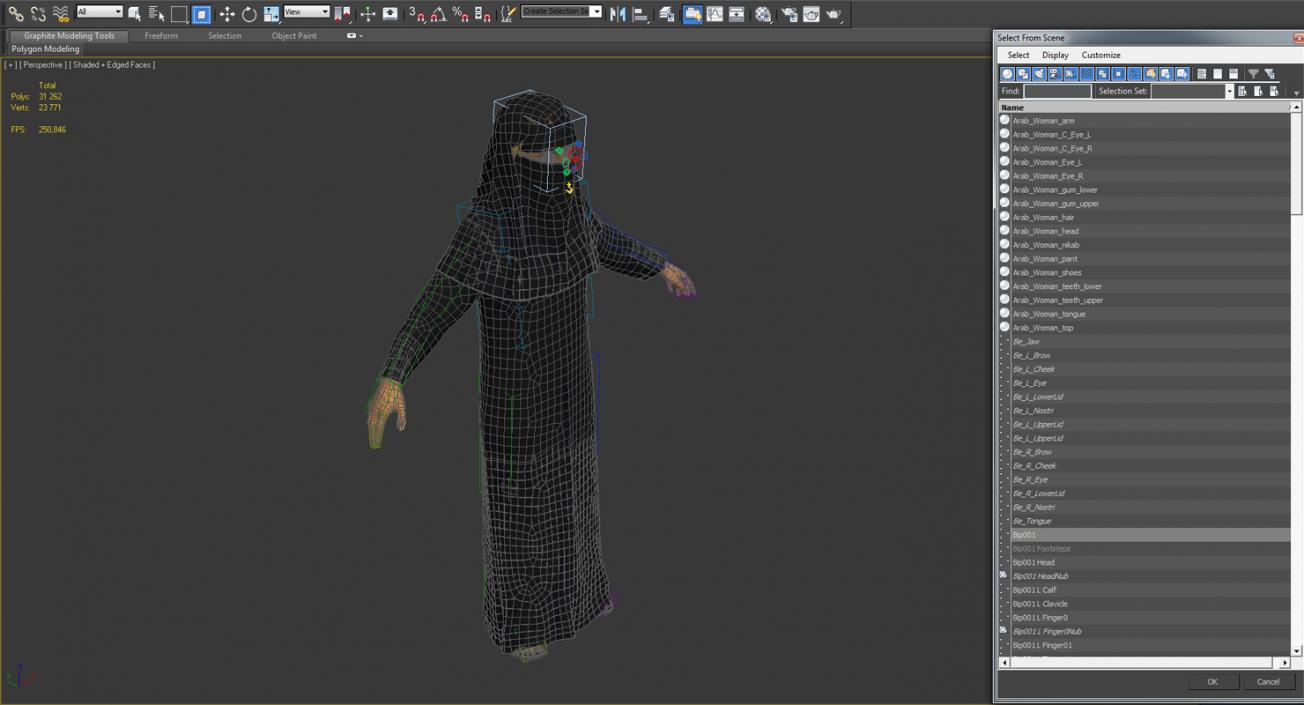 3D model Arabian Woman in Black Abaya Rigged