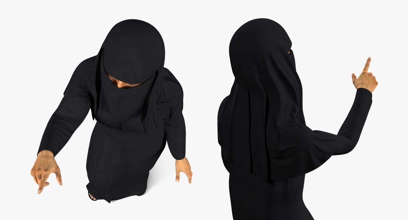 3D model Arabian Woman in Black Abaya Rigged