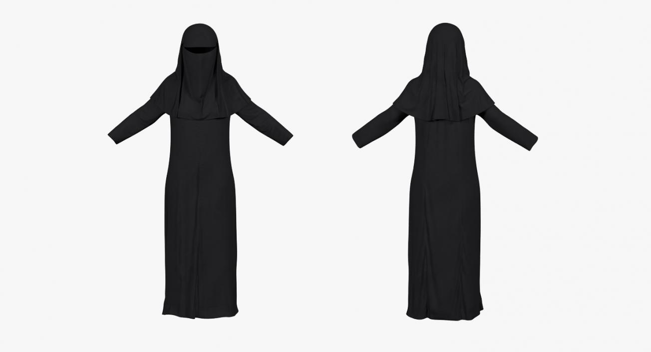 3D model Arabian Woman in Black Abaya Rigged