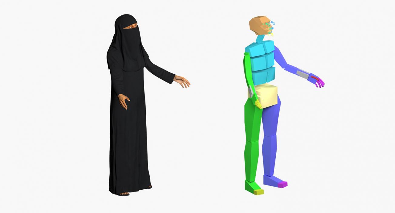 3D model Arabian Woman in Black Abaya Rigged