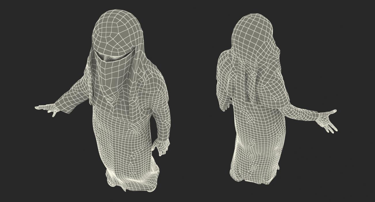 3D model Arabian Woman in Black Abaya Rigged