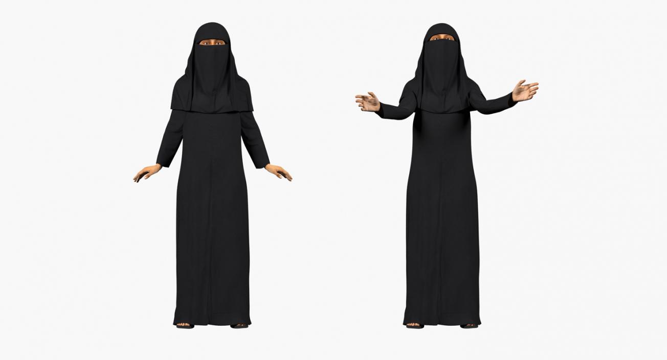 3D model Arabian Woman in Black Abaya Rigged