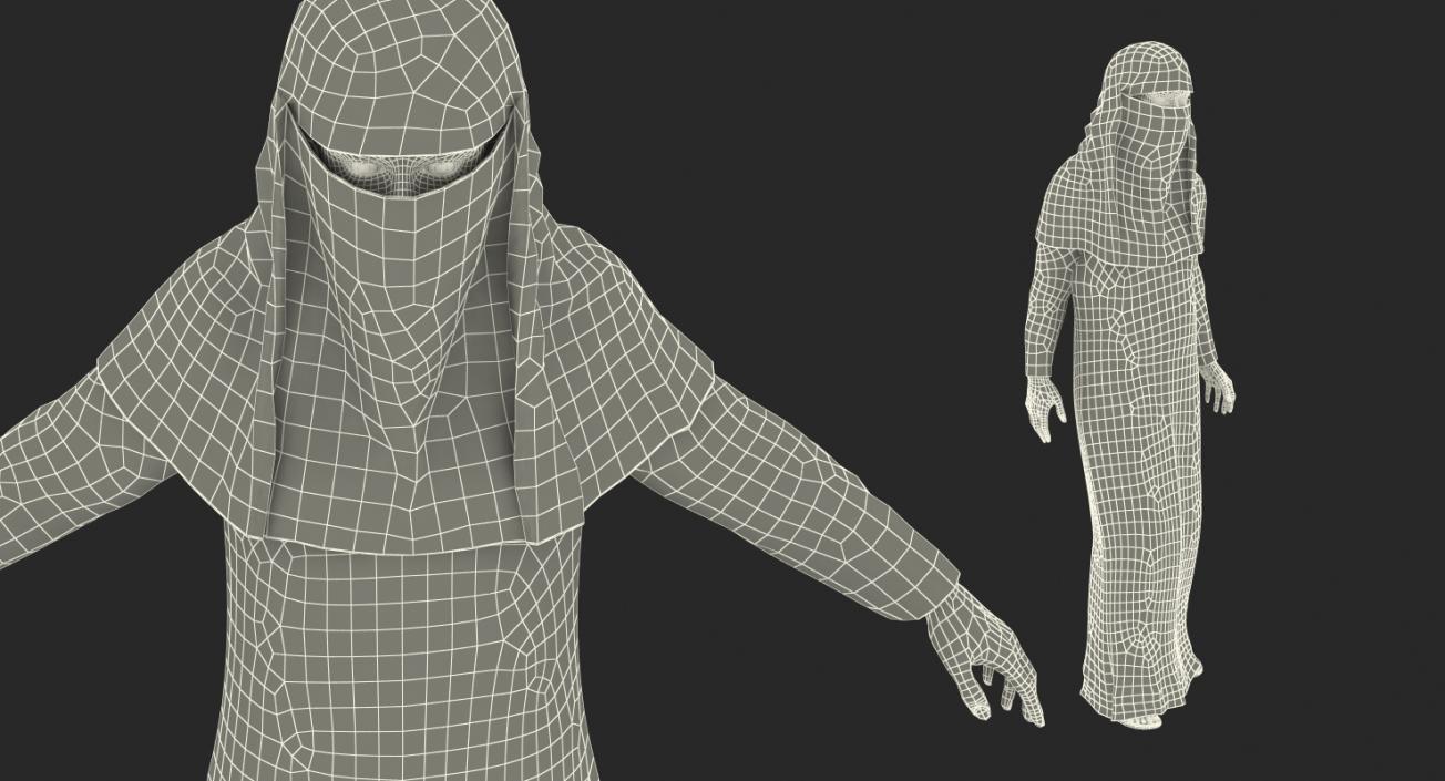 3D model Arabian Woman in Black Abaya Rigged