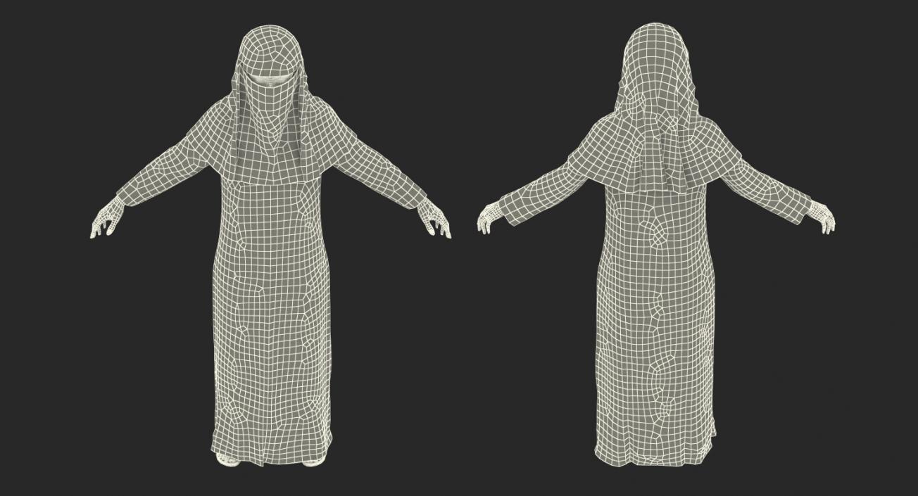 3D model Arabian Woman in Black Abaya Rigged