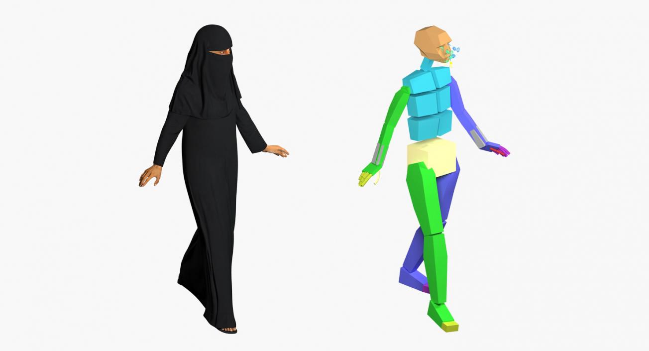 3D model Arabian Woman in Black Abaya Rigged