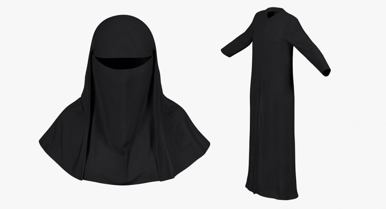 3D model Arabian Woman in Black Abaya Rigged