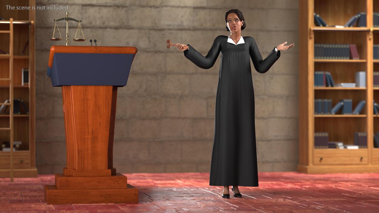 Light Skin Judge Woman Rigged 3D model