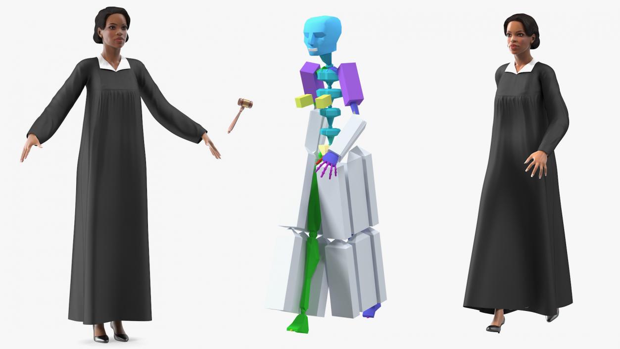 Light Skin Judge Woman Rigged 3D model