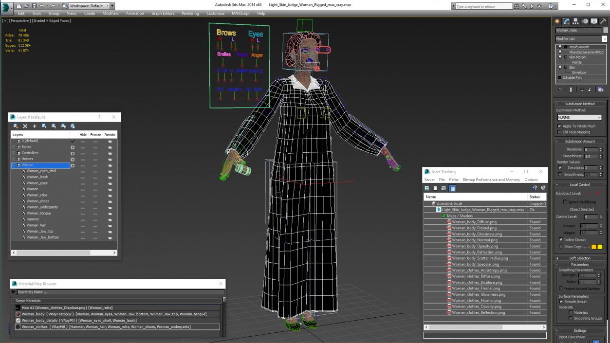 Light Skin Judge Woman Rigged 3D model