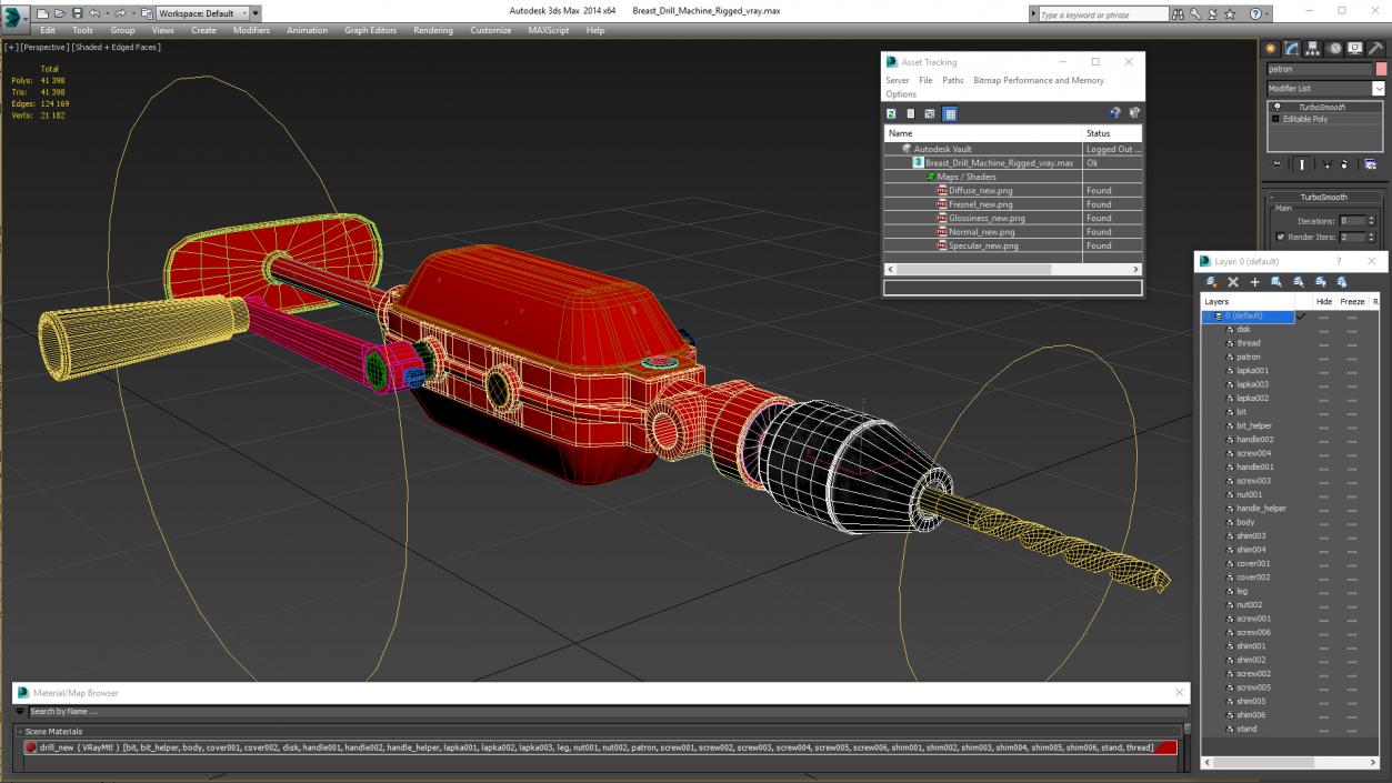 Breast Drill Machine Rigged 3D