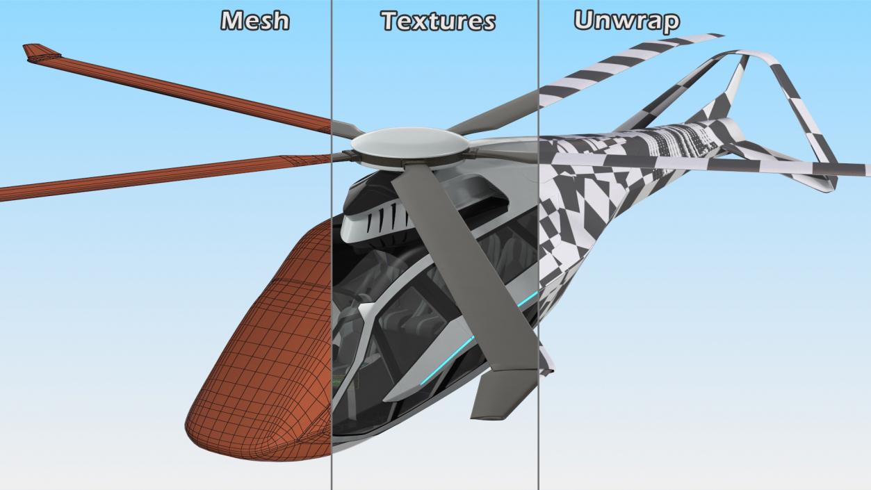 3D Futuristic Helicopter Concept Flight