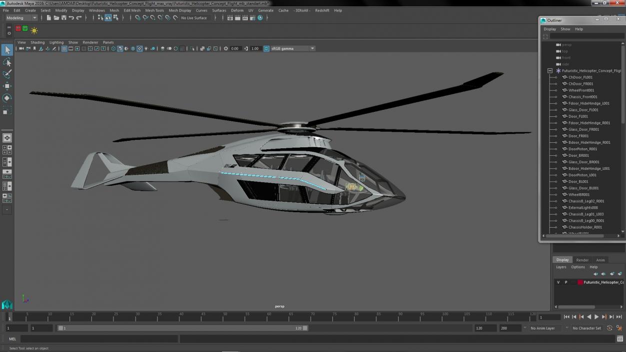 3D Futuristic Helicopter Concept Flight