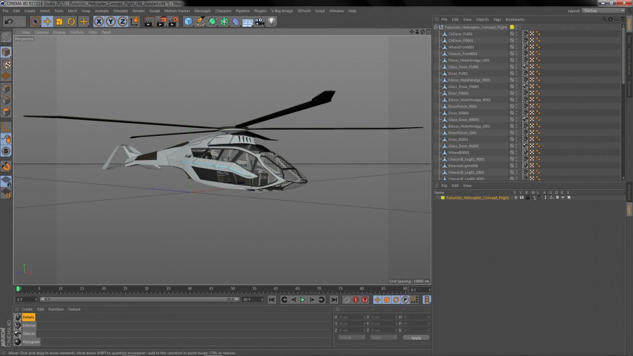 3D Futuristic Helicopter Concept Flight