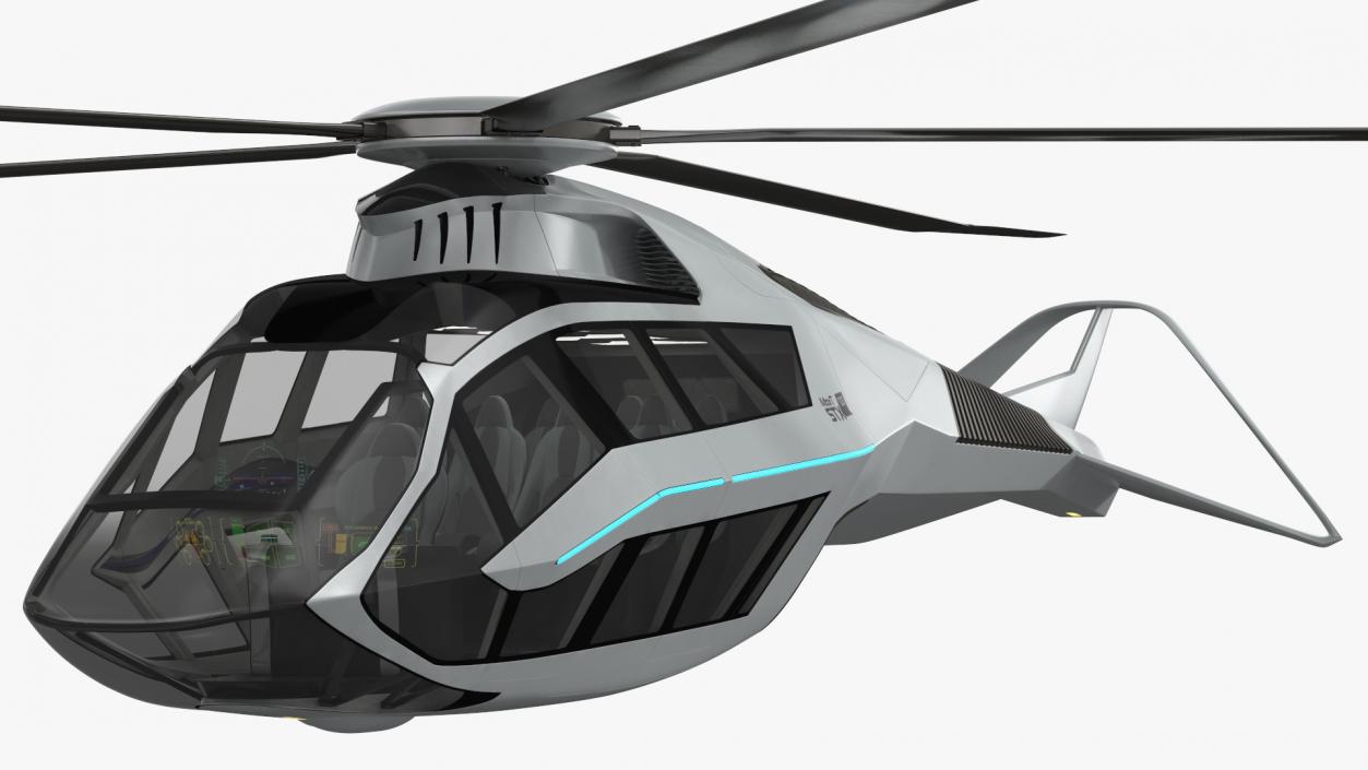 3D Futuristic Helicopter Concept Flight