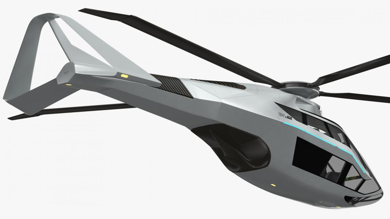 3D Futuristic Helicopter Concept Flight