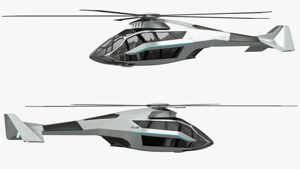 3D Futuristic Helicopter Concept Flight