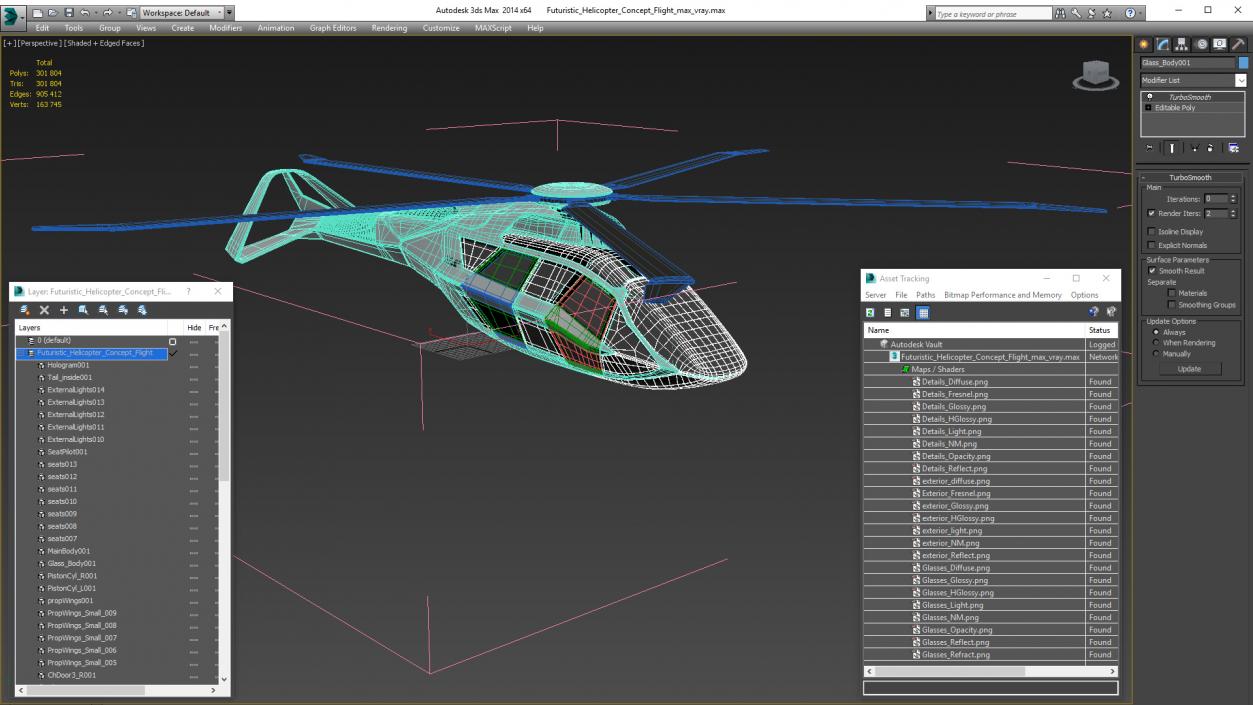 3D Futuristic Helicopter Concept Flight