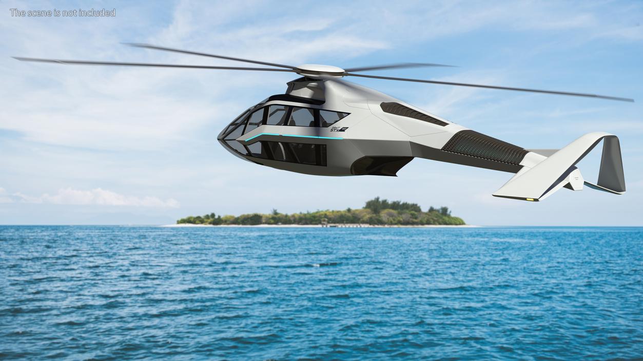 3D Futuristic Helicopter Concept Flight