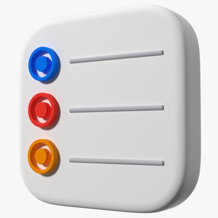 3D model iPhone iOS Reminders Icon