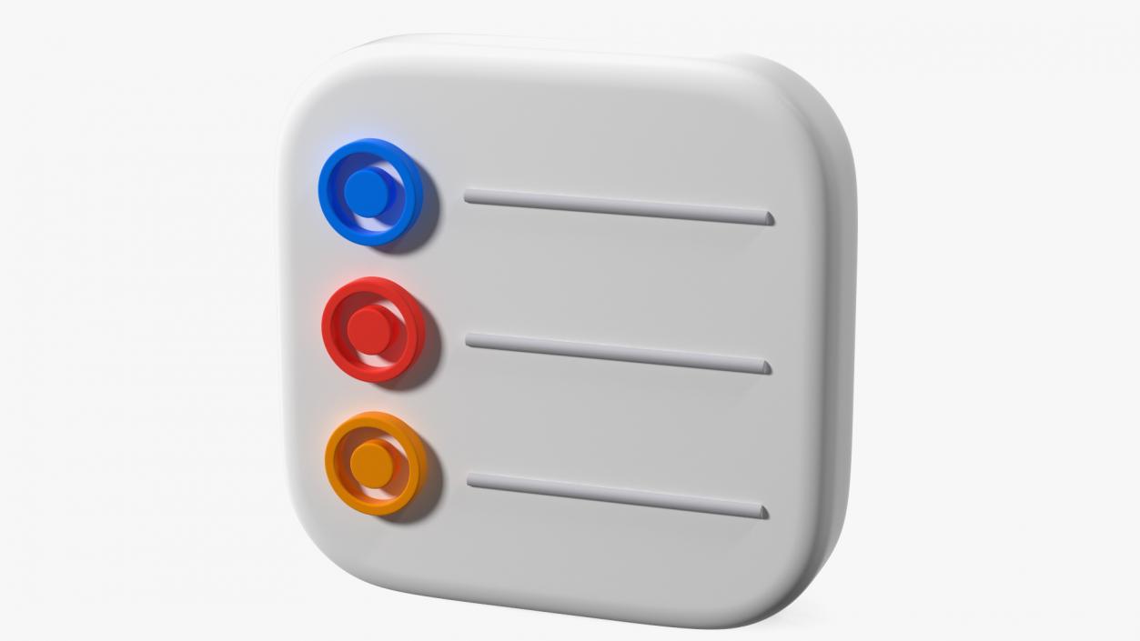 3D model iPhone iOS Reminders Icon