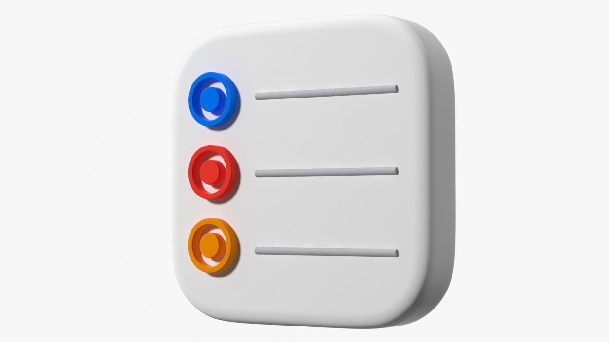 3D model iPhone iOS Reminders Icon