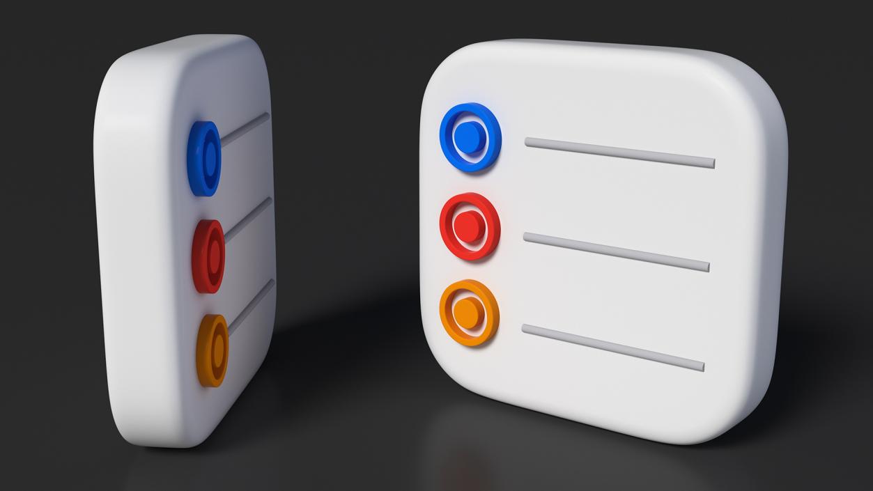 3D model iPhone iOS Reminders Icon