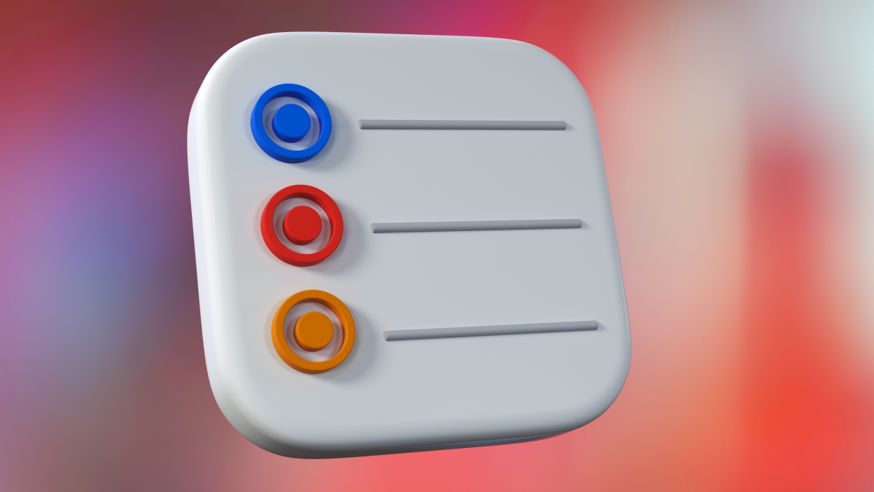 3D model iPhone iOS Reminders Icon