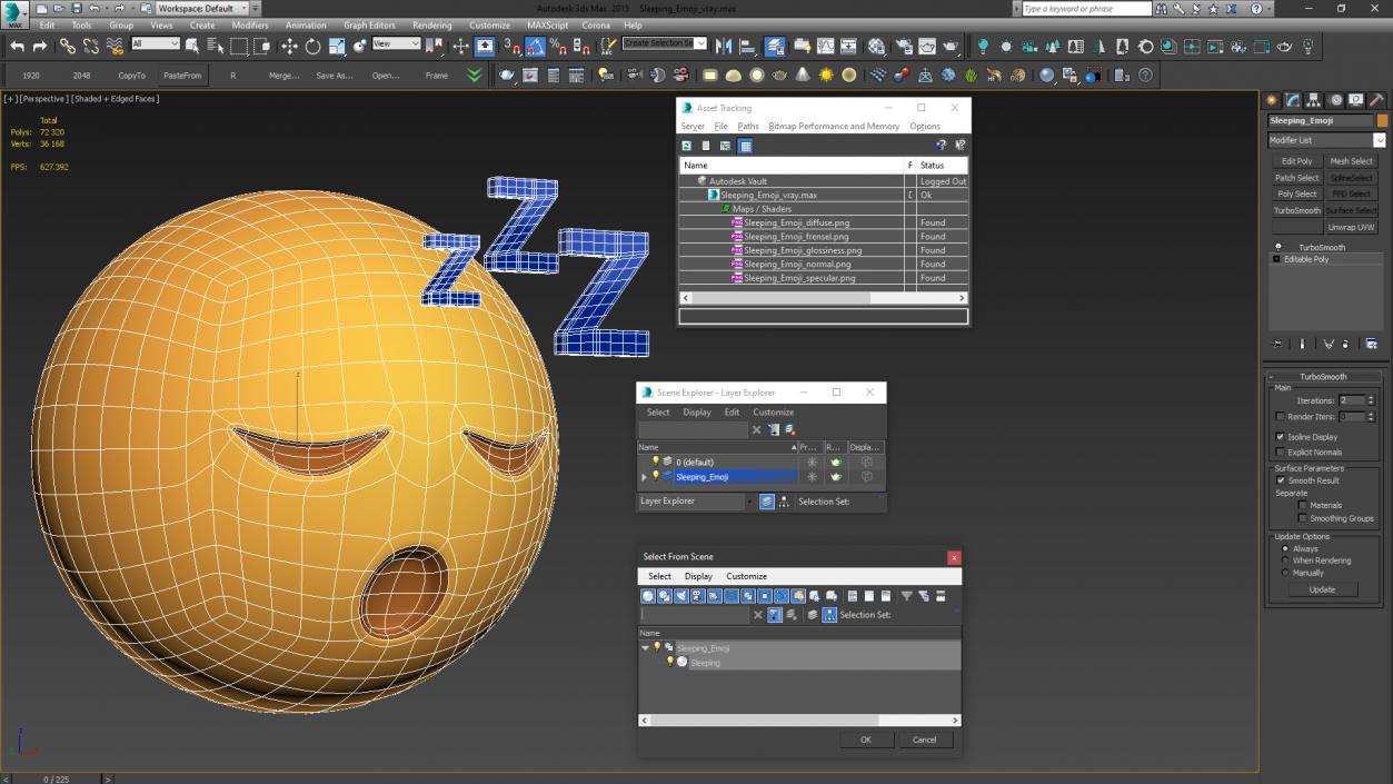 Sleeping Emoji 3D model