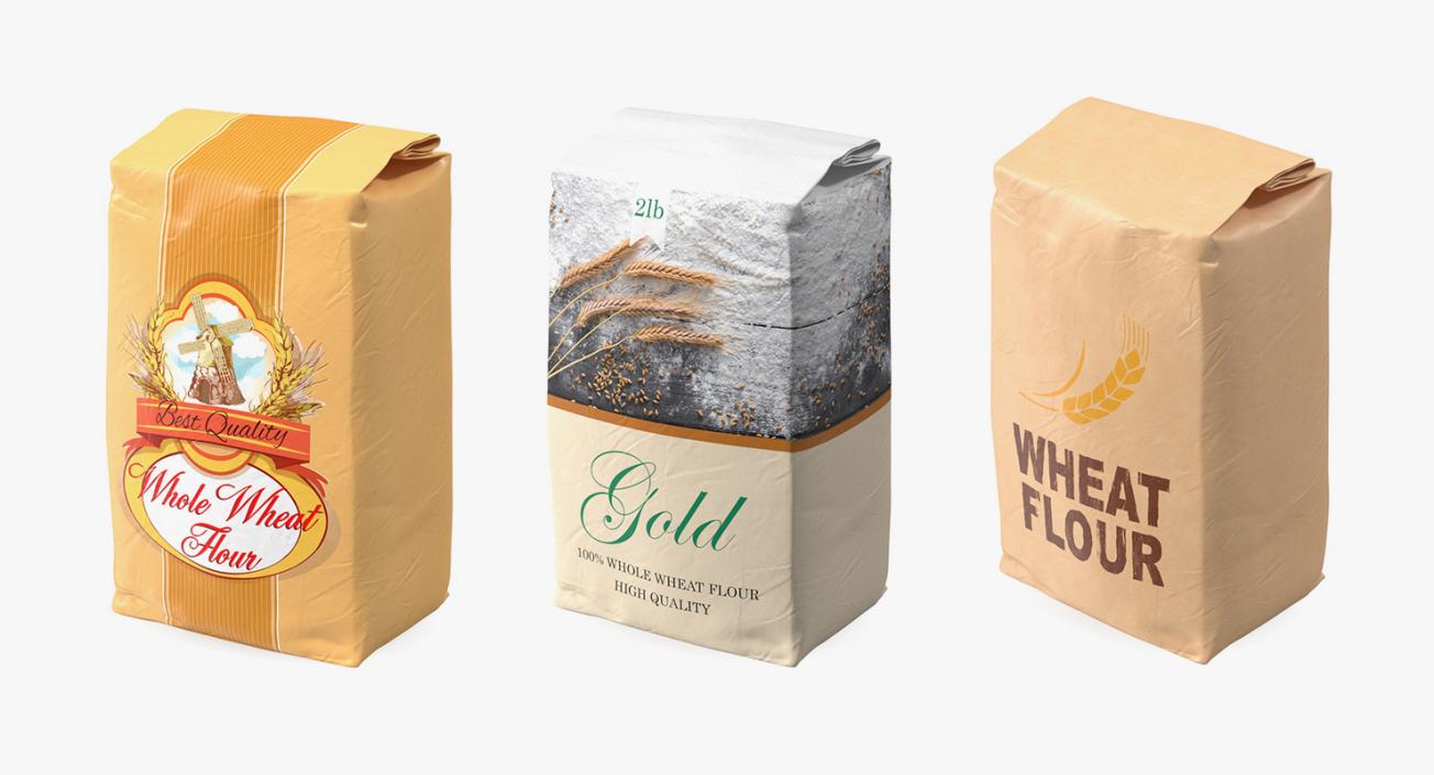 3D Wheat Flour Packages Collection