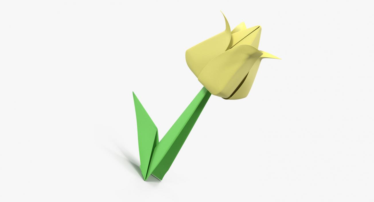 Origami Flower Yellow Tulip 3D