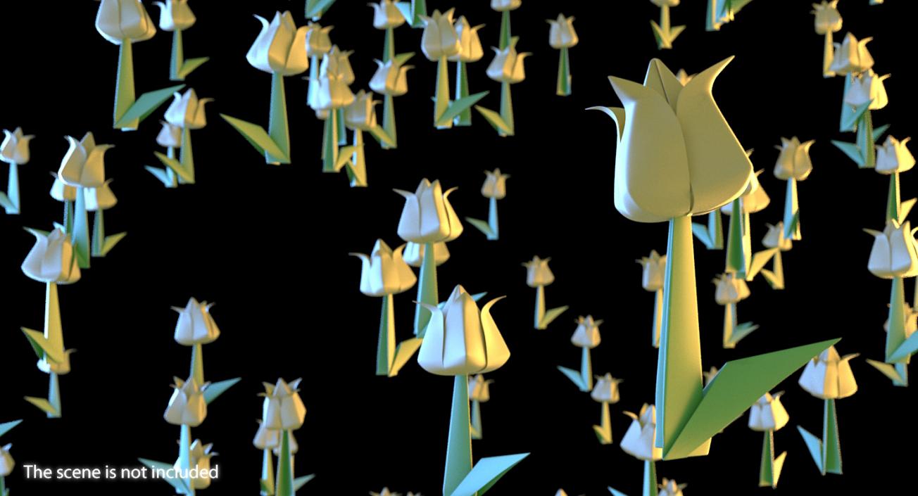 Origami Flower Yellow Tulip 3D