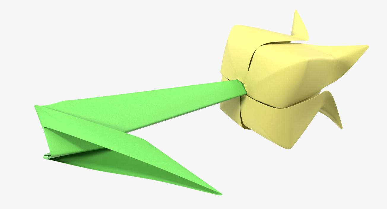 Origami Flower Yellow Tulip 3D