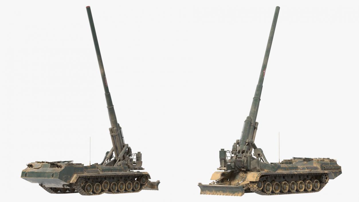 2S7 Pion Self Propelled Heavy Artillery Dirty Rigged 3D