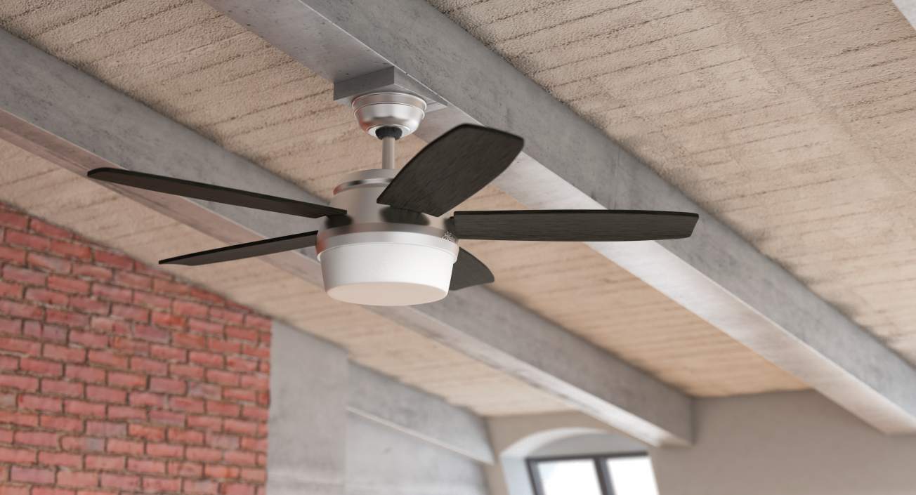 Chromium Five Blades Ceiling Fan 3D