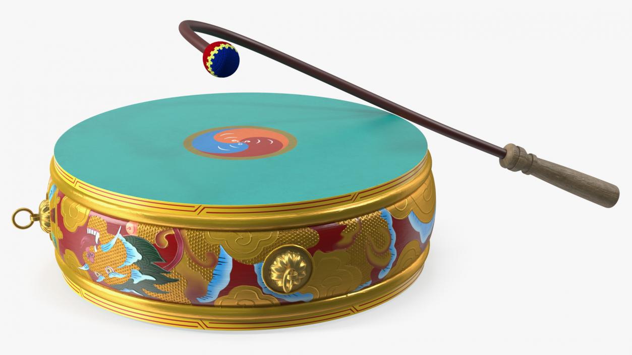 3D Tibetan Drum Tambourine model