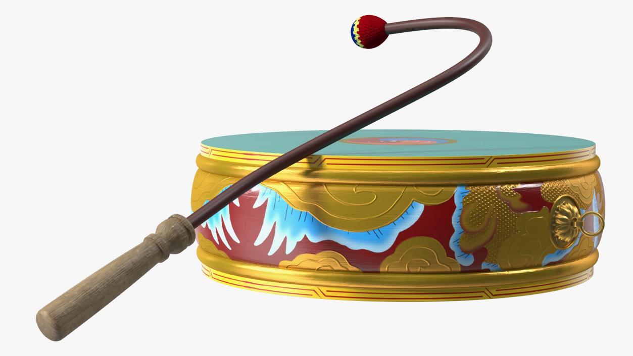 3D Tibetan Drum Tambourine model