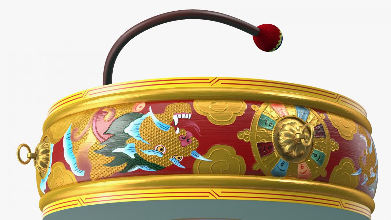 3D Tibetan Drum Tambourine model