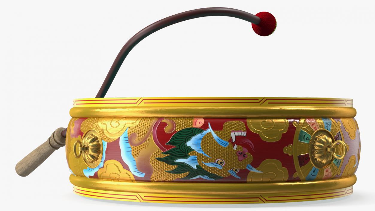 3D Tibetan Drum Tambourine model