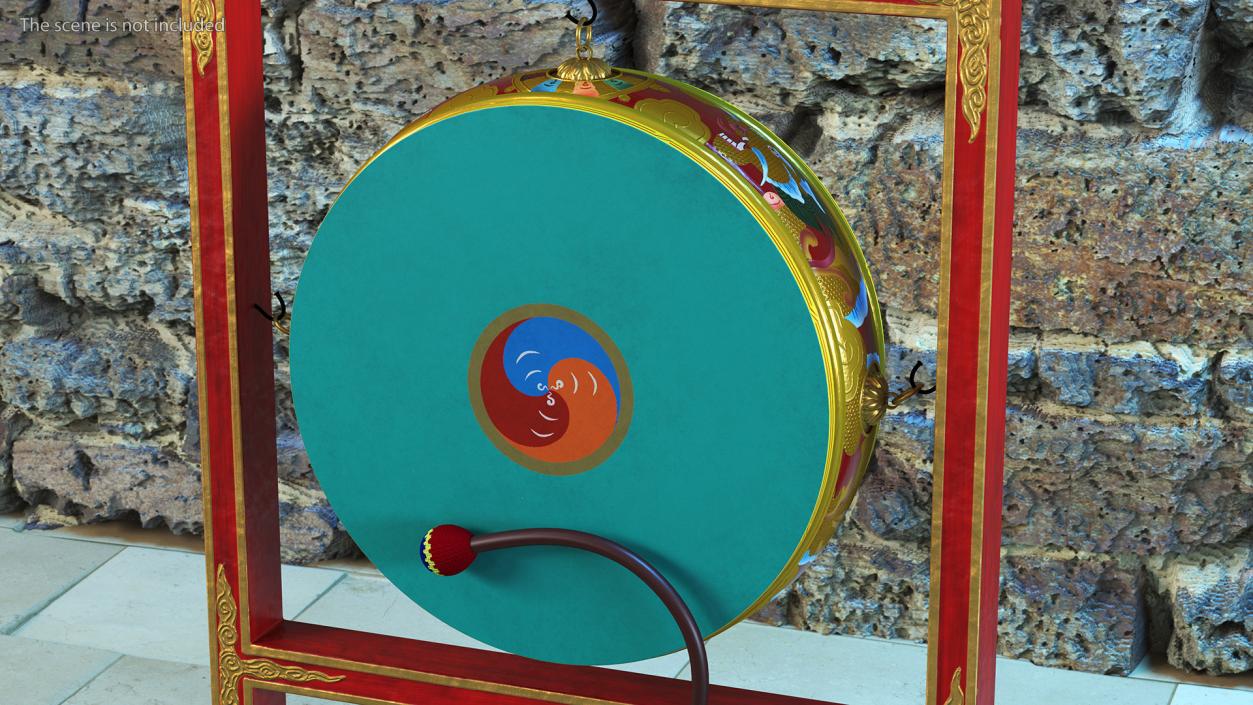 3D Tibetan Drum Tambourine model