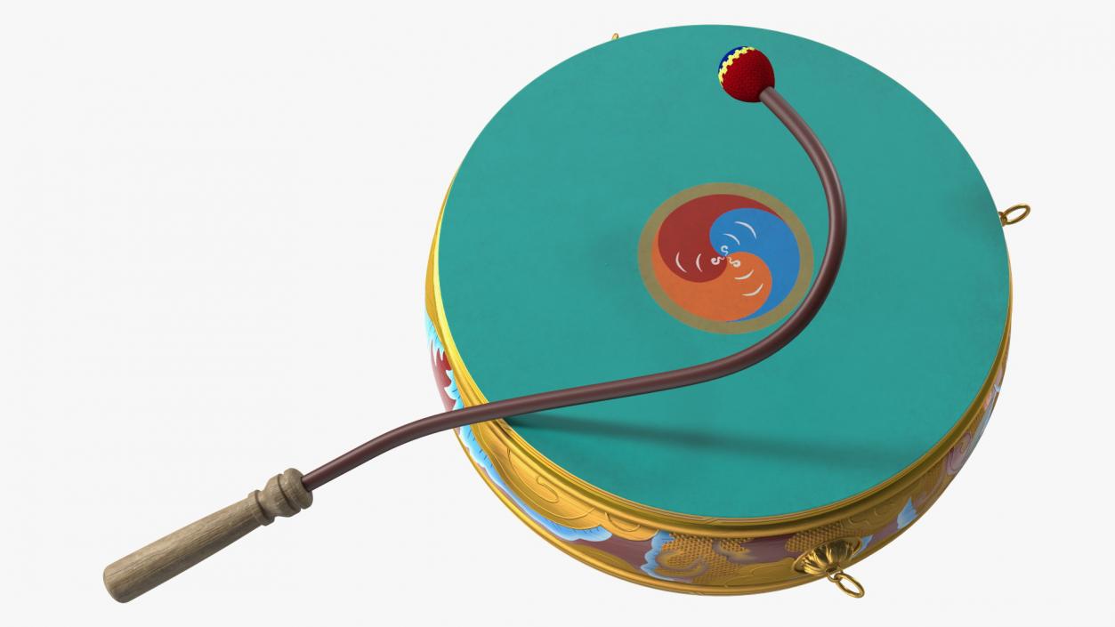 3D Tibetan Drum Tambourine model