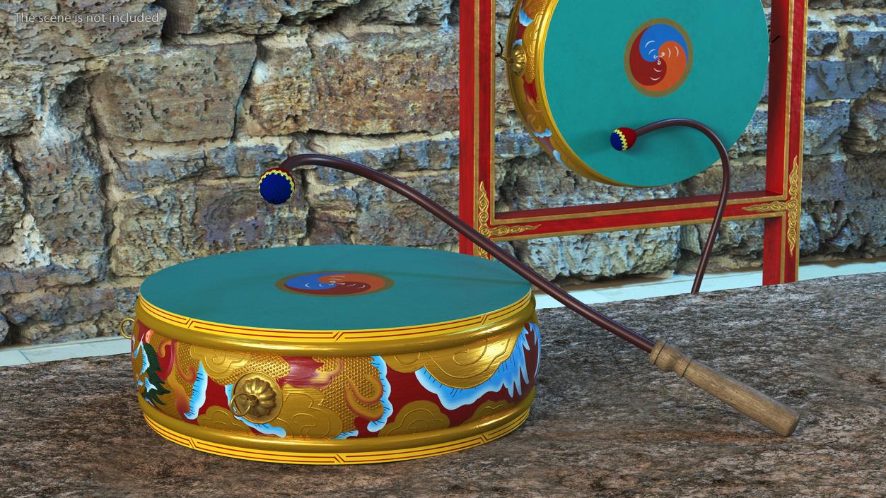 3D Tibetan Drum Tambourine model