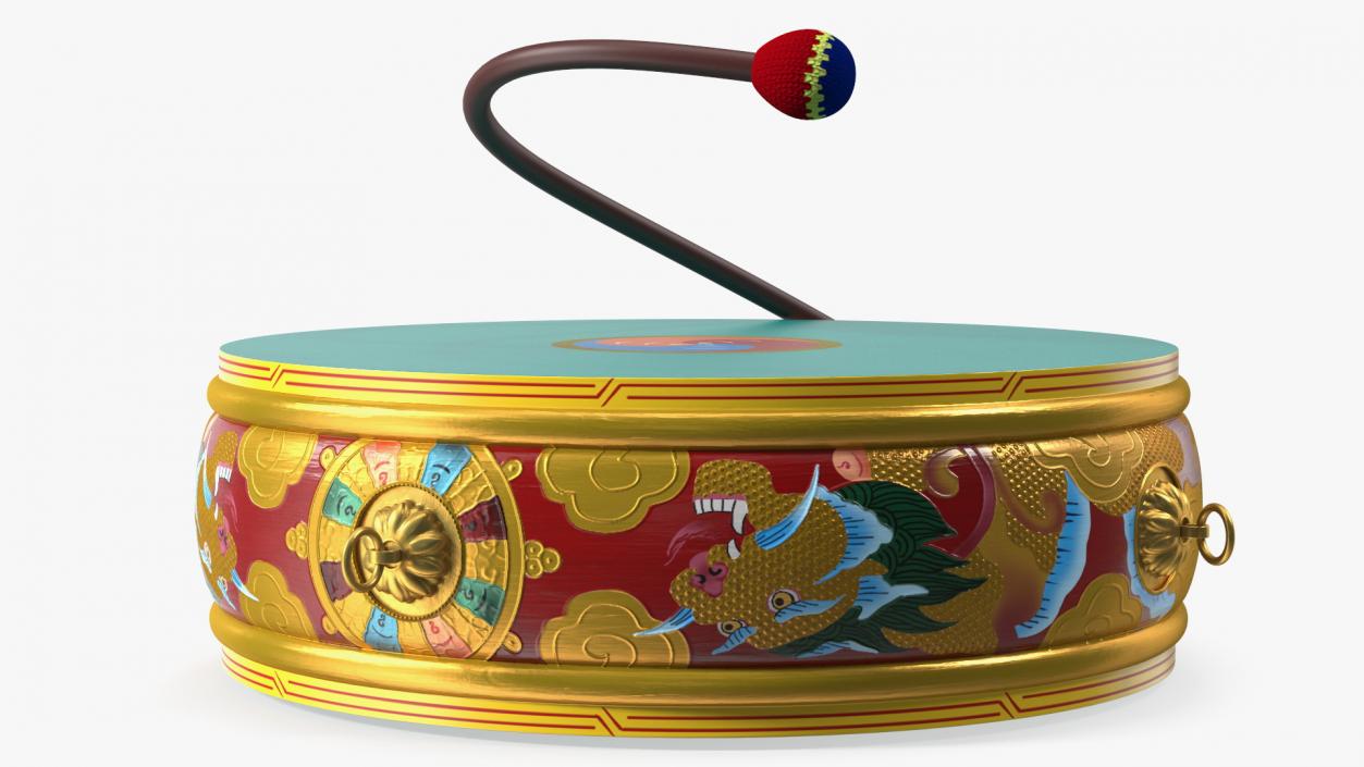 3D Tibetan Drum Tambourine model