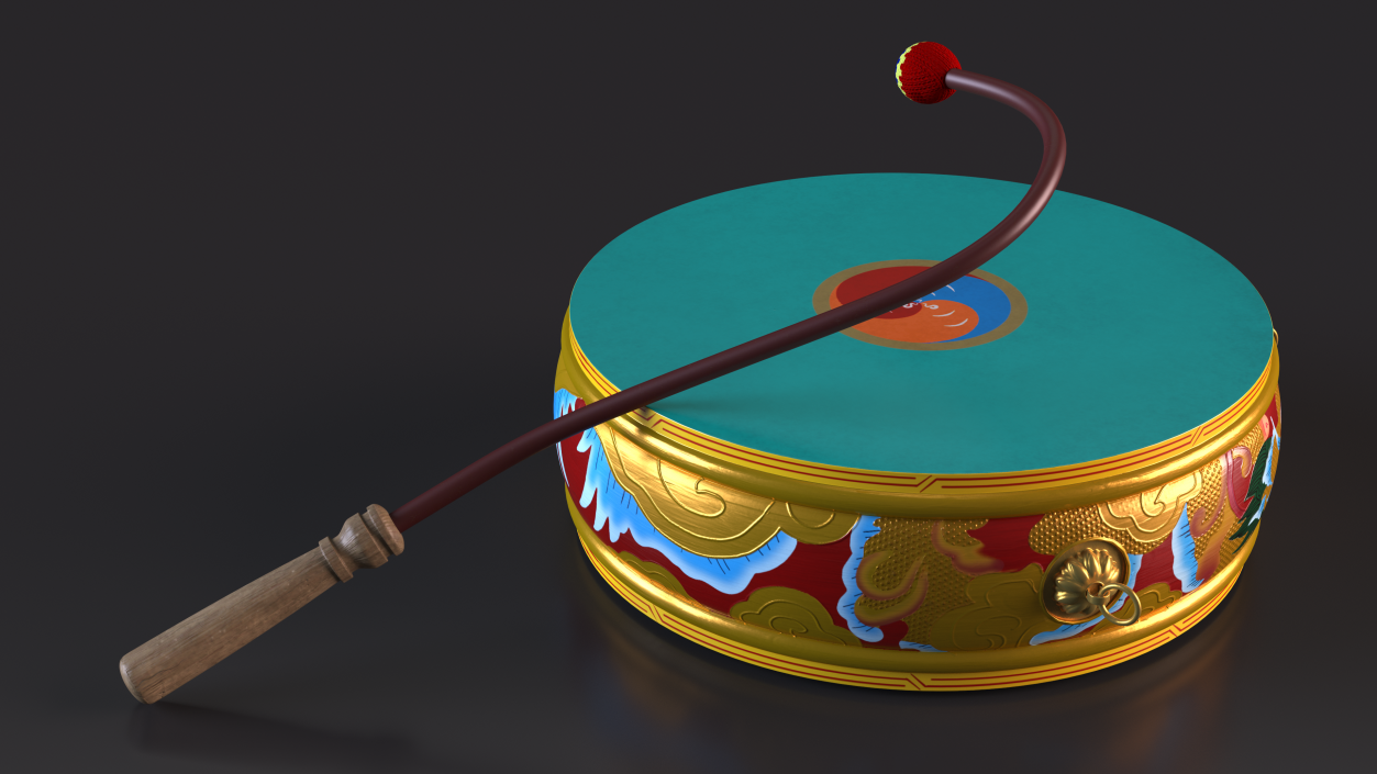 3D Tibetan Drum Tambourine model