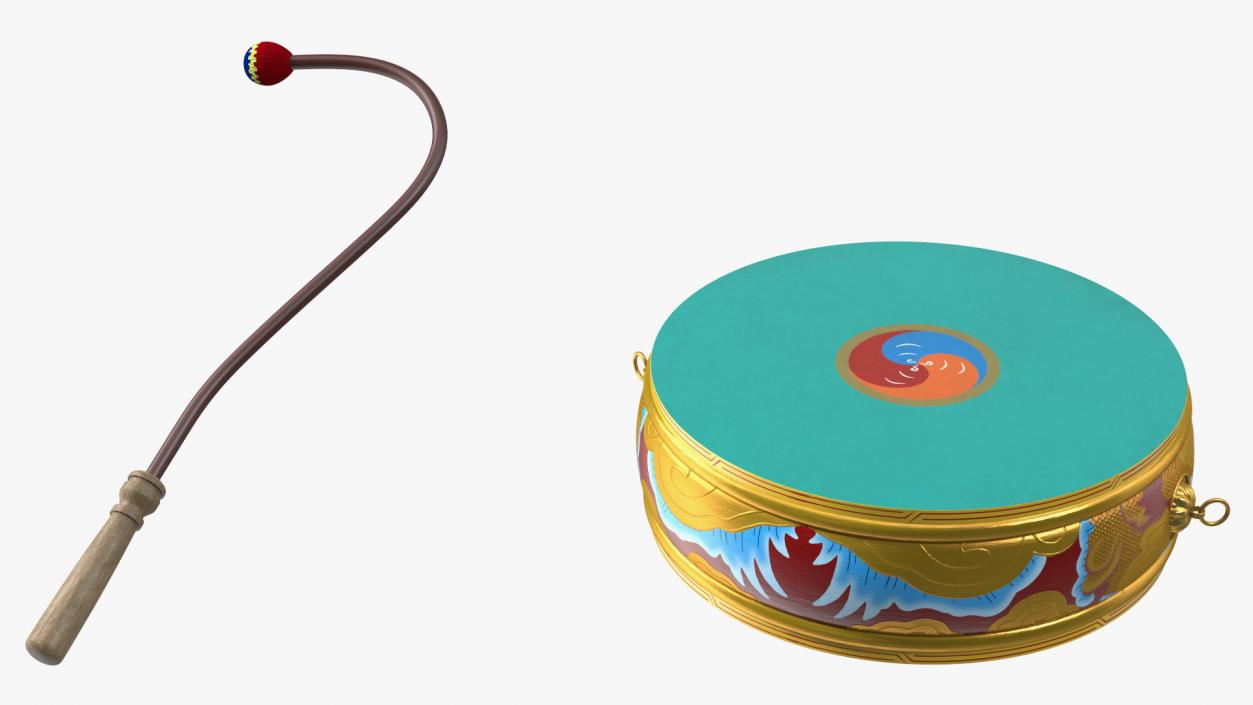 3D Tibetan Drum Tambourine model